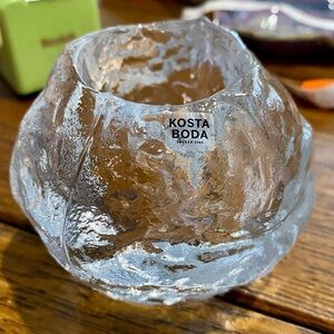 Kosta Boda 1970s “Snow Ball” Votive made in Sweden.  Handmade from Crystal.  EUC